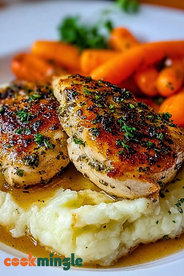 Garlic Herb Chicken with Mashed Potatoes and Glazed Carrots