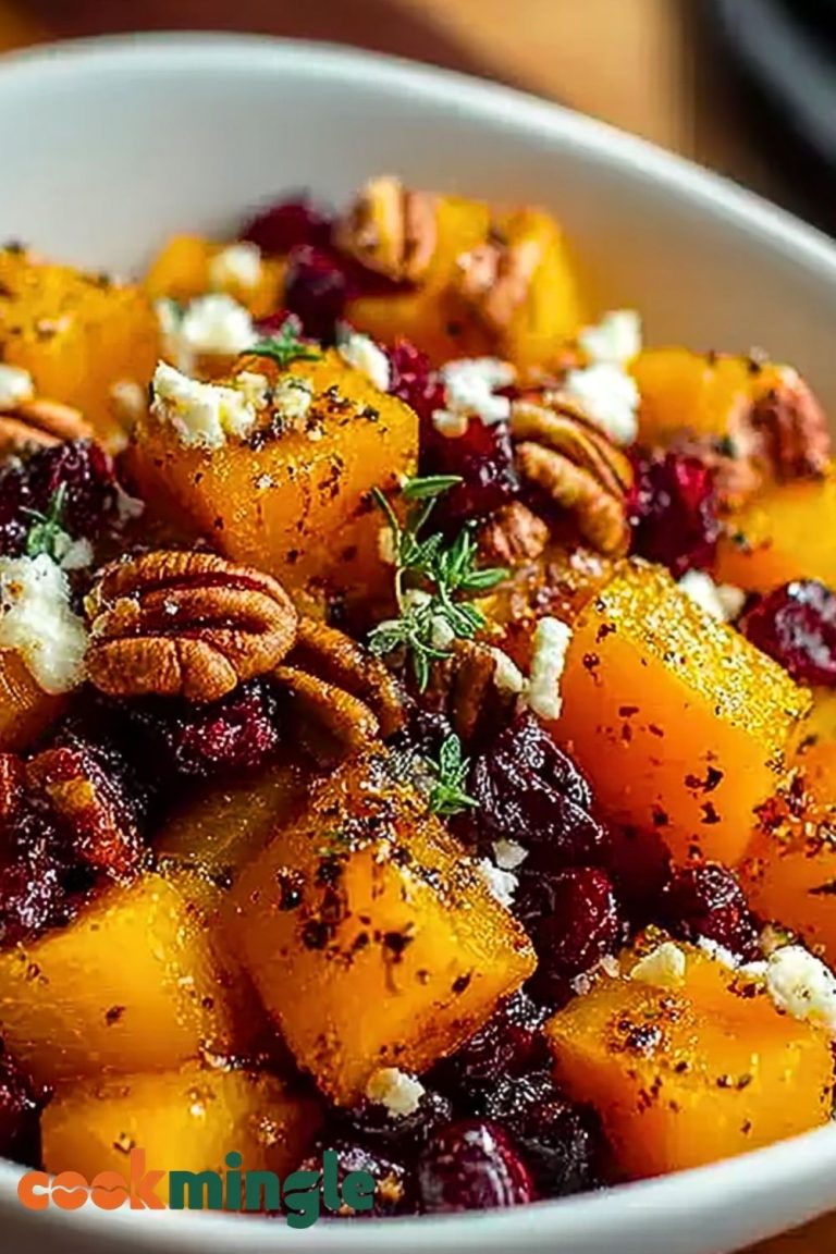 Honey Roasted Butternut Squash with Cranberries, Pecans, and Feta