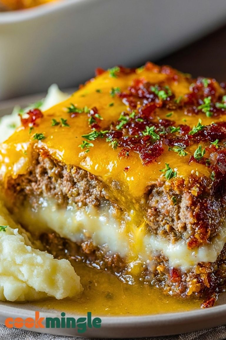 Meatloaf with Mashed Potatoes and Cheese