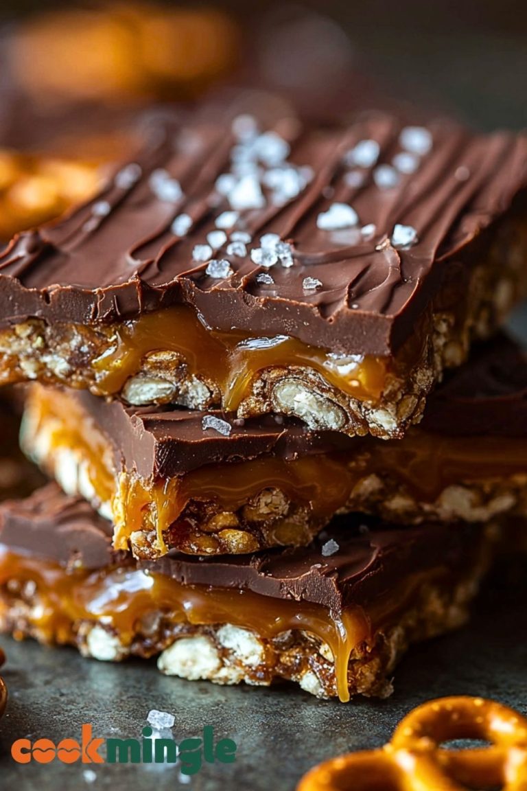 No Bake Salted Caramel Pretzel Bars