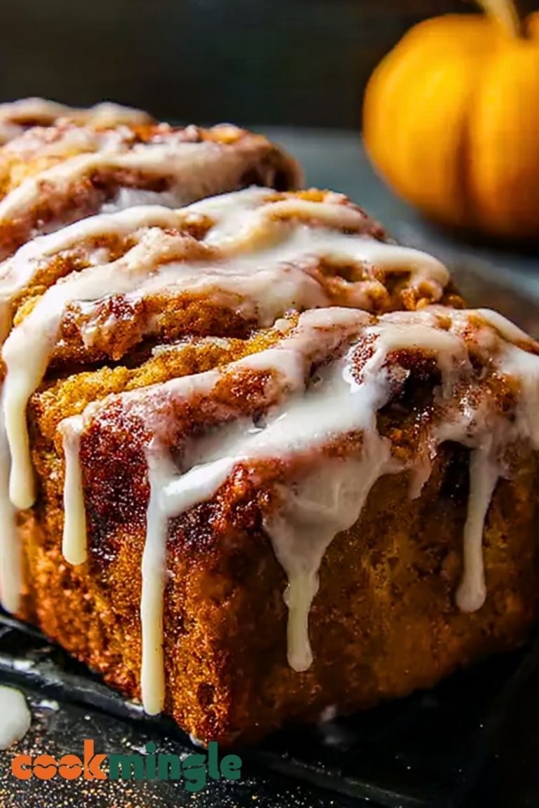 Cinnamon Roll Pumpkin Bread with Cream Cheese Glaze