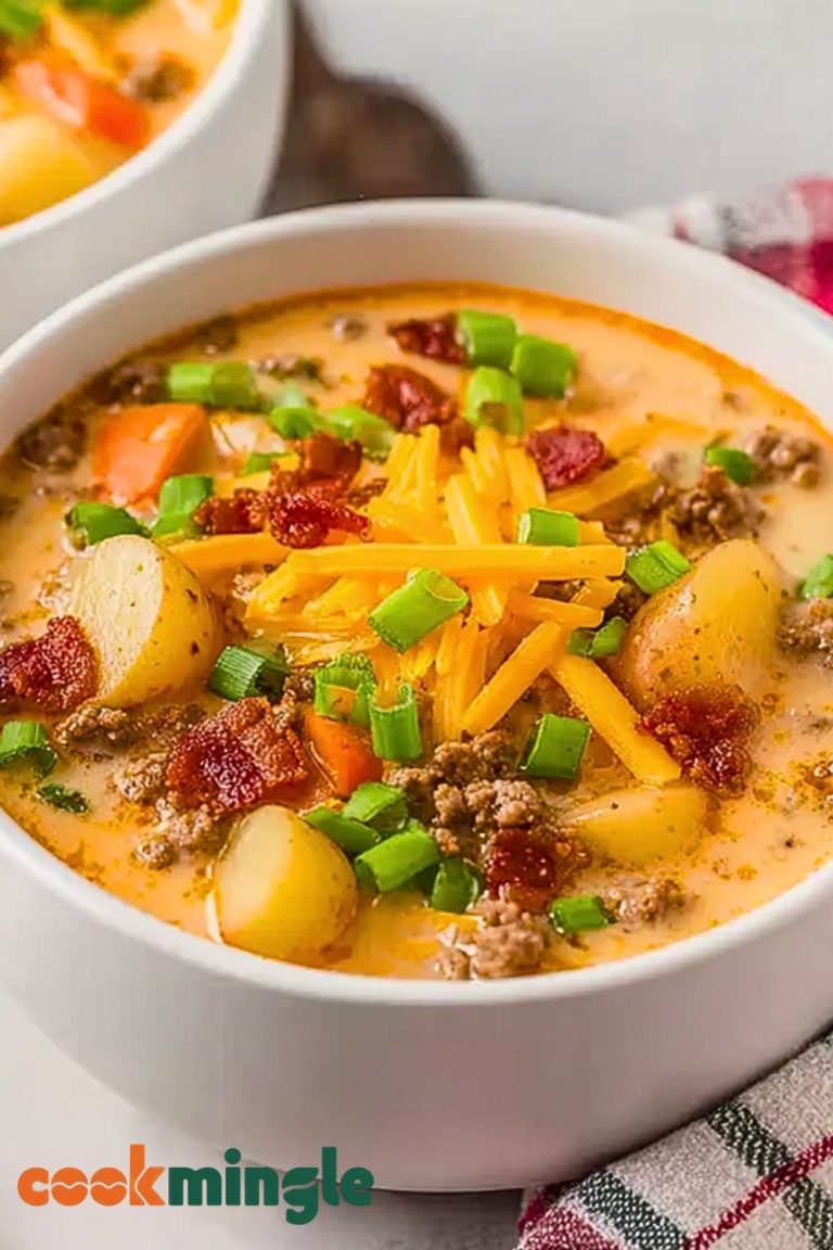 Homemade Cheeseburger Soup with Baby Potatoes