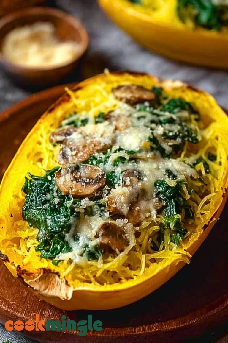 Spaghetti Squash with Spinach and Cheese