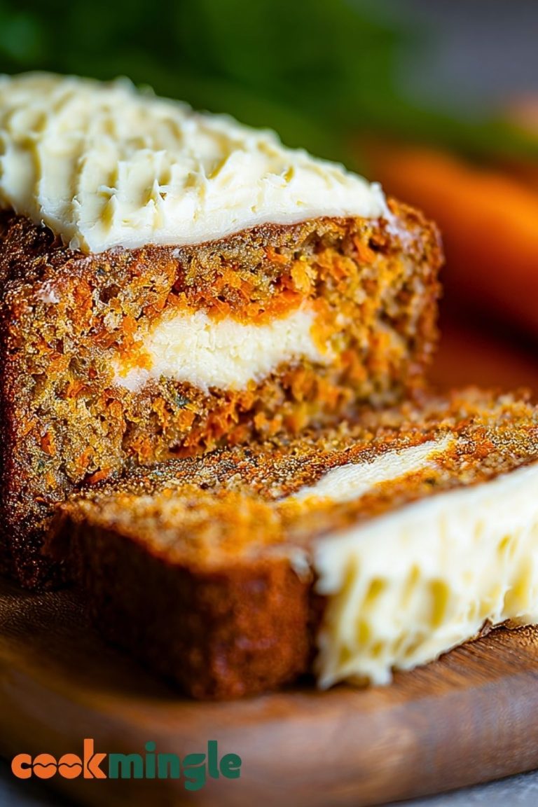 Cream Cheese Filled Carrot Cake Loaf