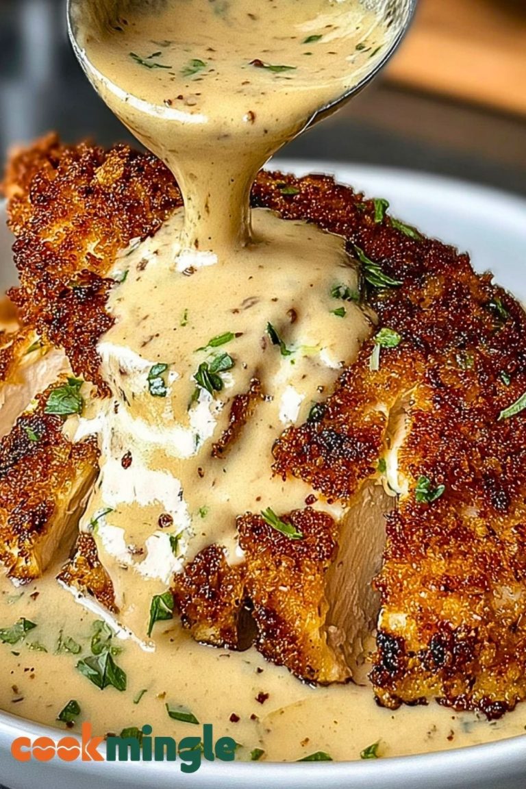 Creamy Parmesan Crusted Chicken with Garlic Sauce