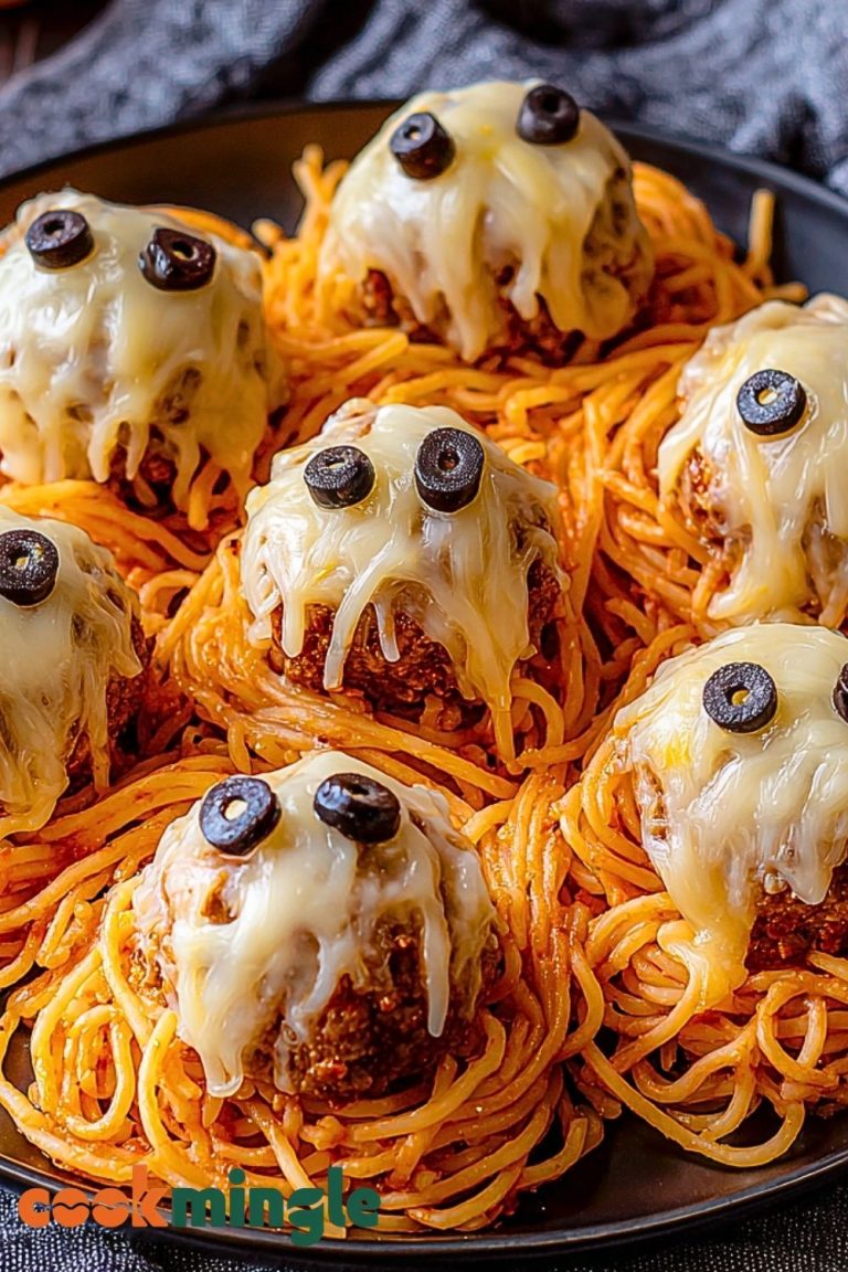 Spooky Spaghetti & Cheesy Monster Meatballs