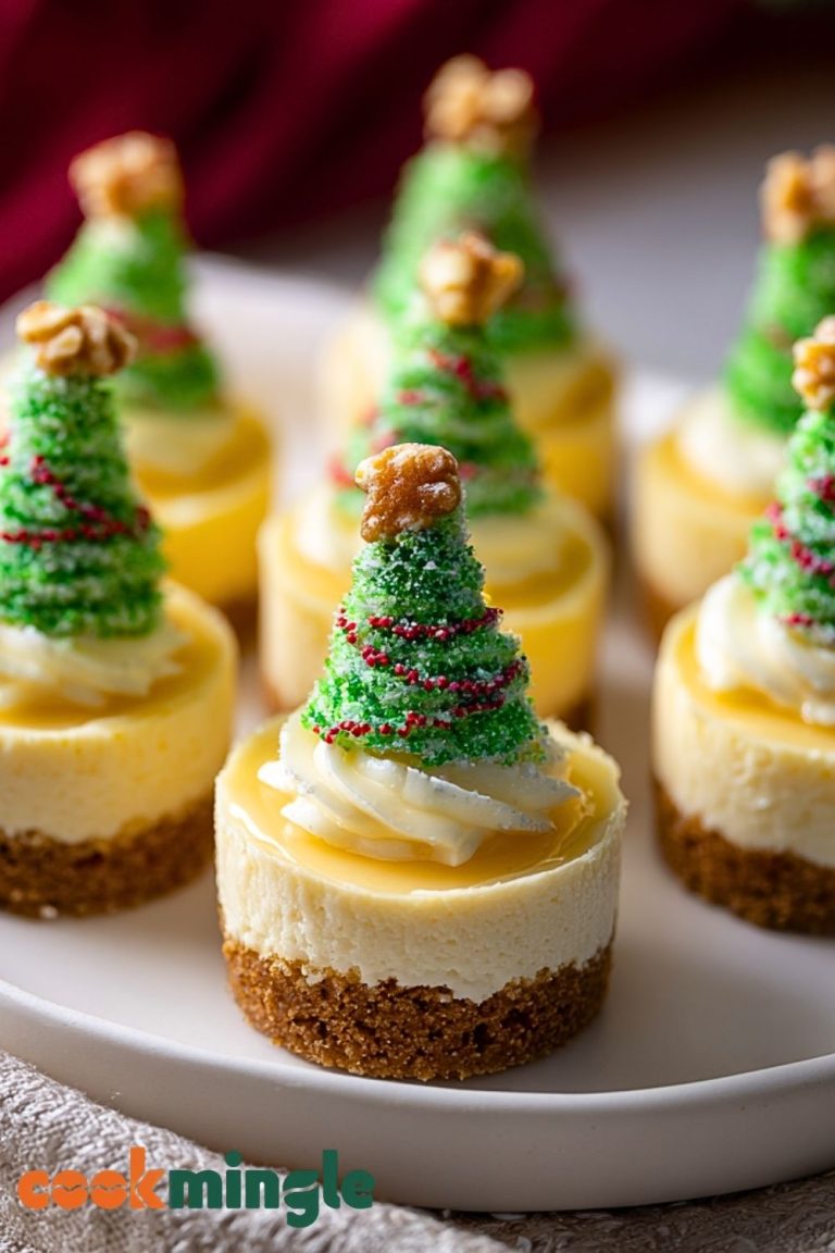 Adorable Christmas Mini Tree Cheesecakes