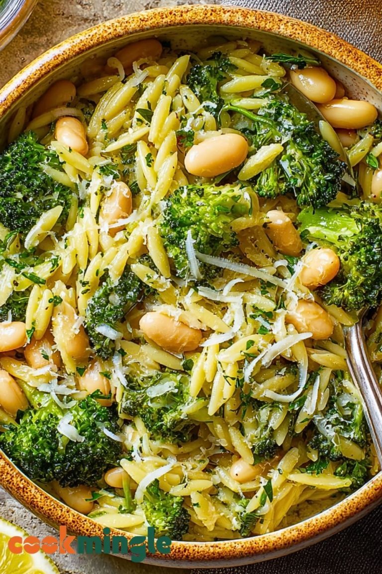 Broccoli Orzo with White Beans, Lemon and Parmesan