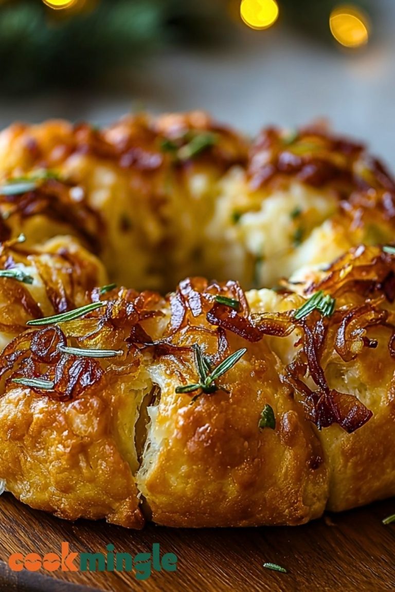 Caramelized Onion & Gruyère Stuffed Bread Wreath
