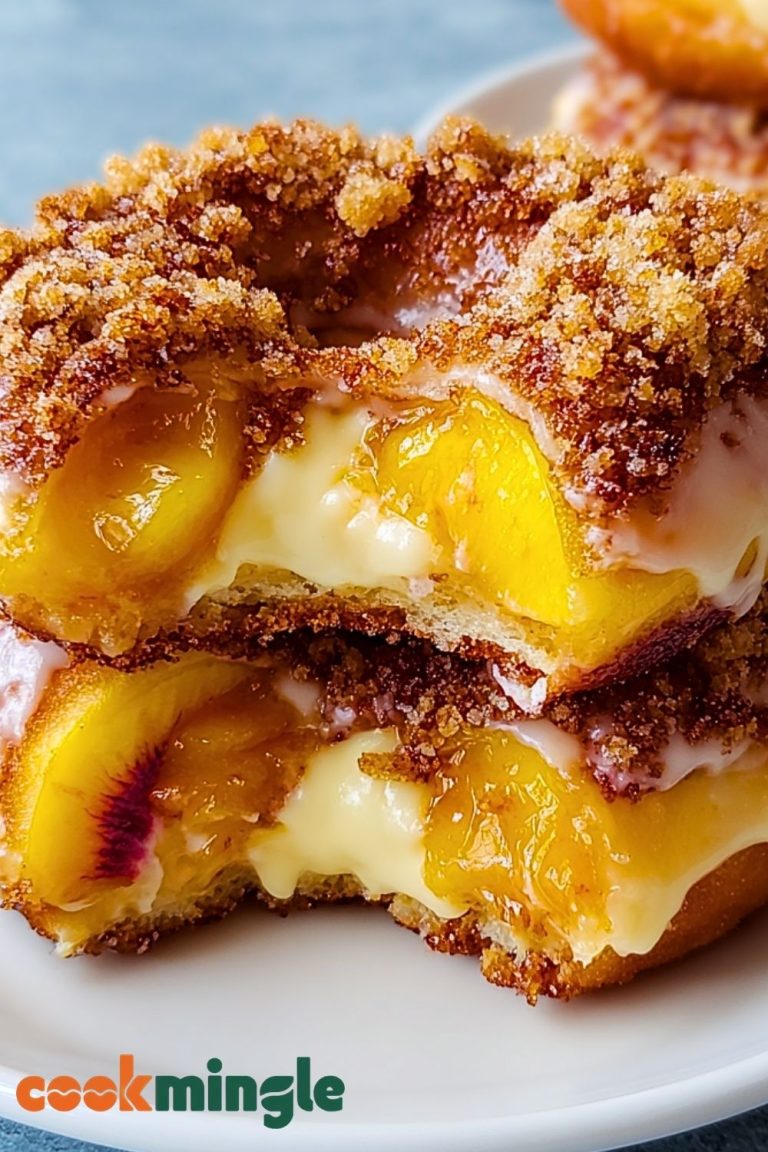 Classic Peach Cobbler Cheesecake Donuts