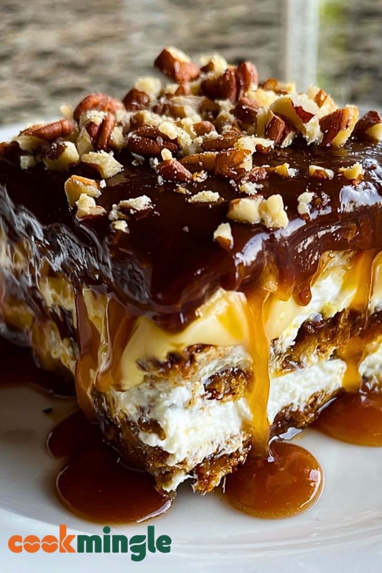 Decadent No-Bake Turtle Lasagna