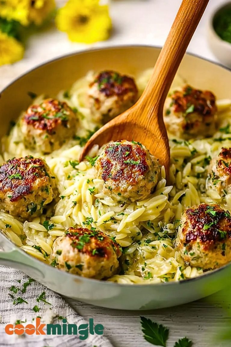 Quick Greek Chicken Meatballs With Lemon Orzo
