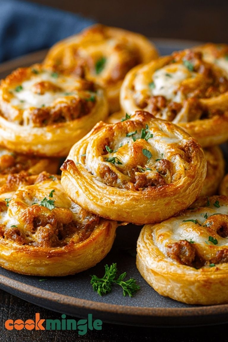 Cheesy Puff Pastry Sausage Pinwheels