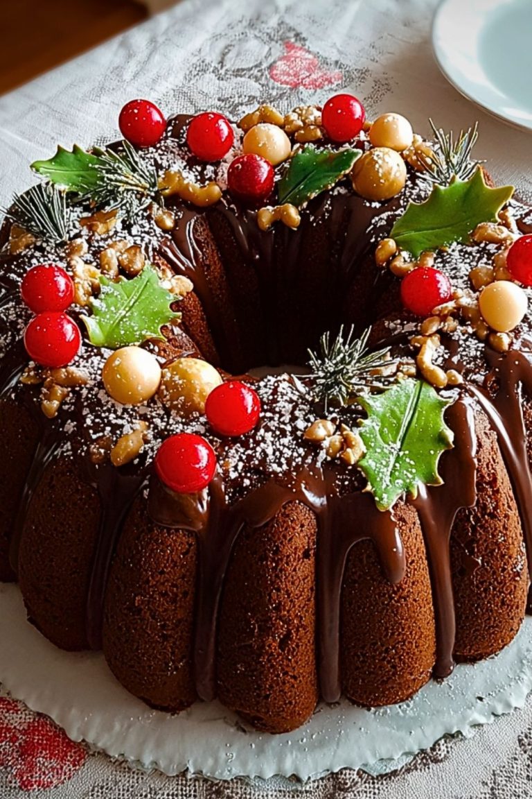 Chocolate Bundt Cake Christmas Wreath